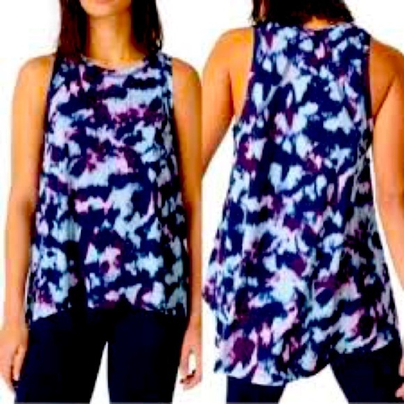 Sweaty Betty Tops - Sweaty Betty Easy Peazy Pima Blue Flow Print Sleeveless Tank Size Medium/8-10